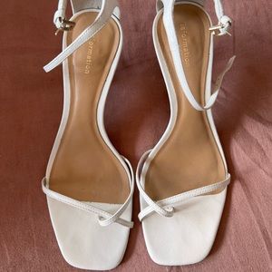 Reformation Gigi strappy mid heel sandal in white